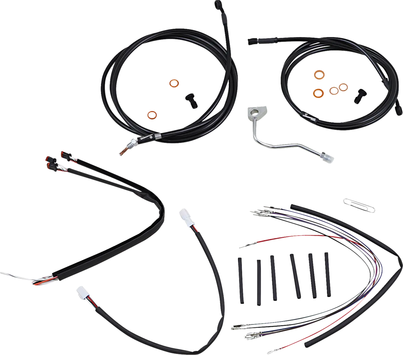 Complete Black Vinyl Handlebar Cable/Line Kit for Ape Hangers