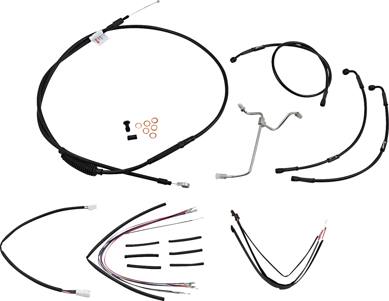 Complete Black Vinyl Handlebar Cable/Line Kit for Ape Hangers