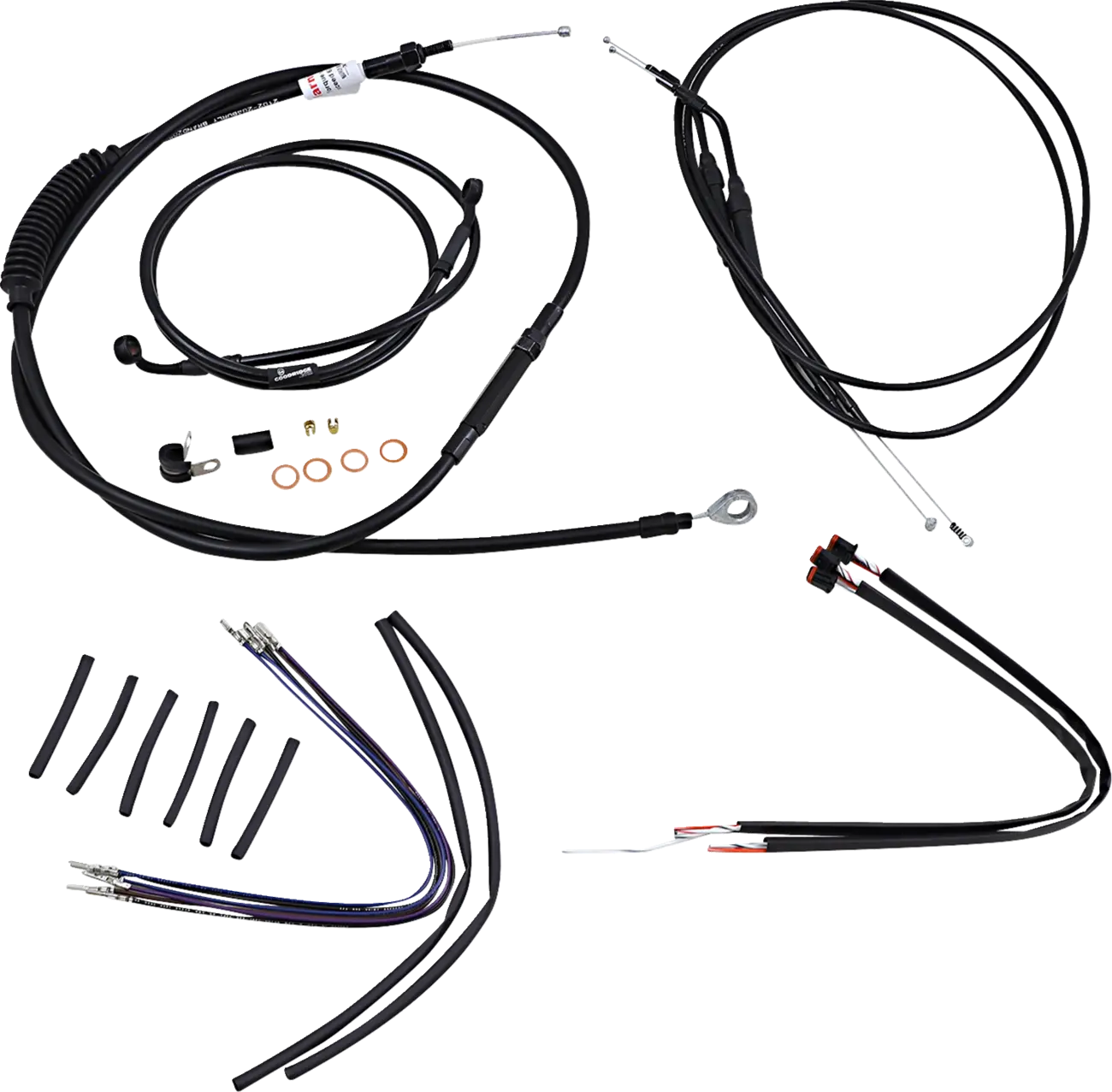 Complete Black Vinyl Handlebar Cable/Line Kit for Ape Hangers