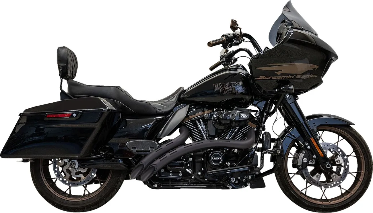 Black — Exhaust Sweeper Black w/slotted sheilds M8 Touring 16-23