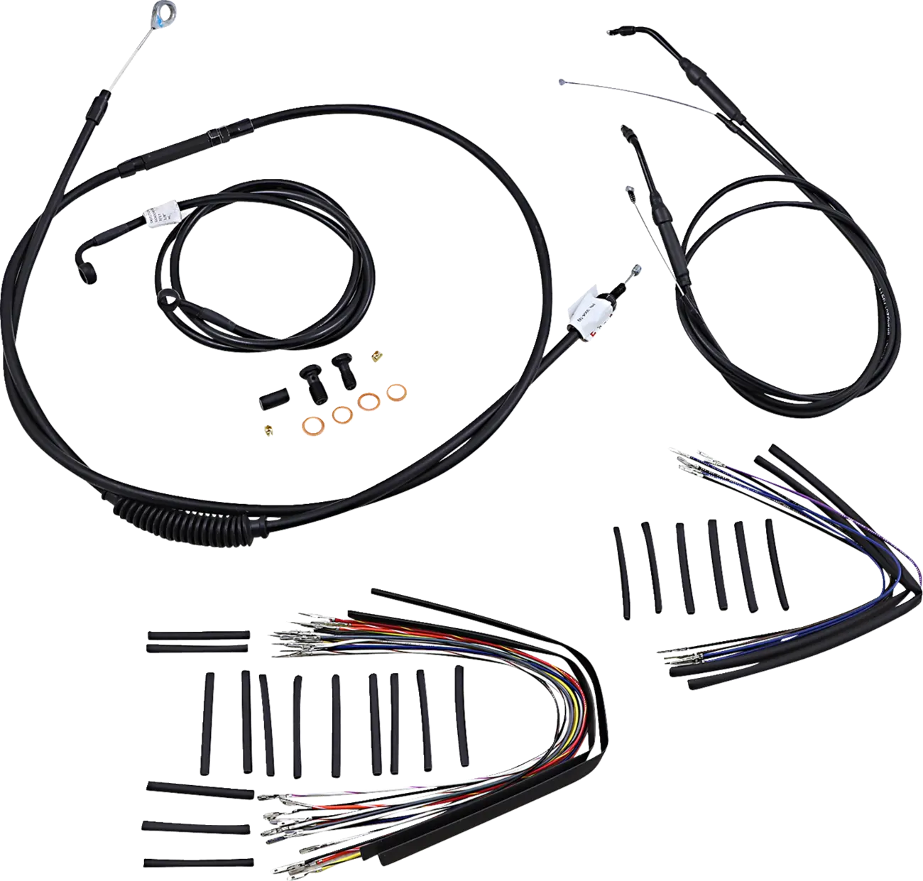 Complete Black Vinyl Handlebar Cable/Line Kit for Ape Hangers