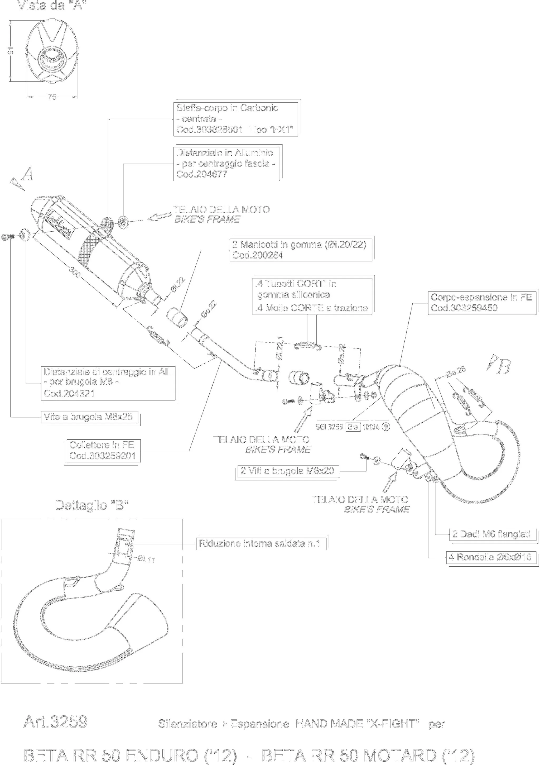 EXHAUST X-FIGHT BETA RR 50 EN BK