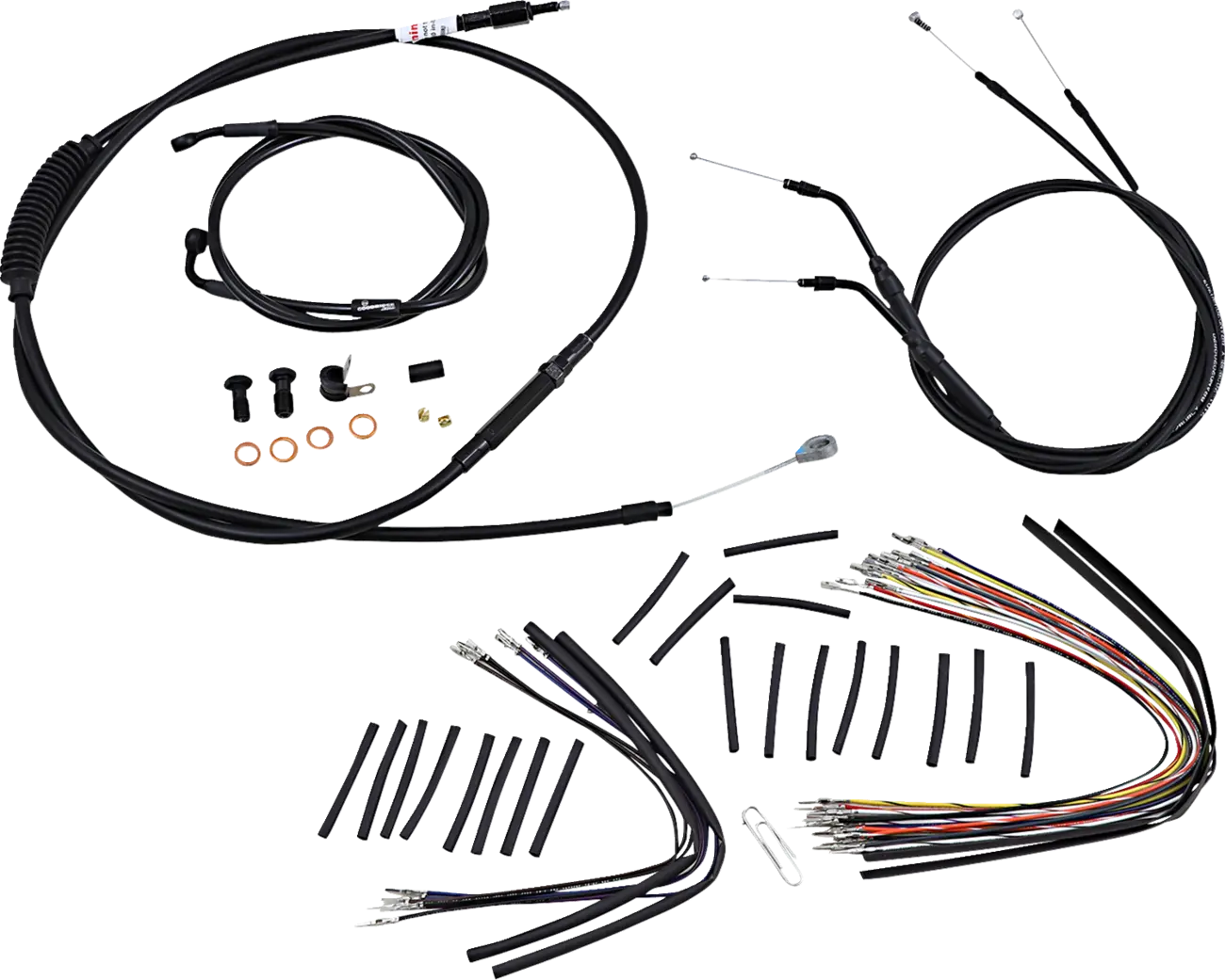 Complete Black Vinyl Handlebar Cable/Line Kit for Ape Hangers