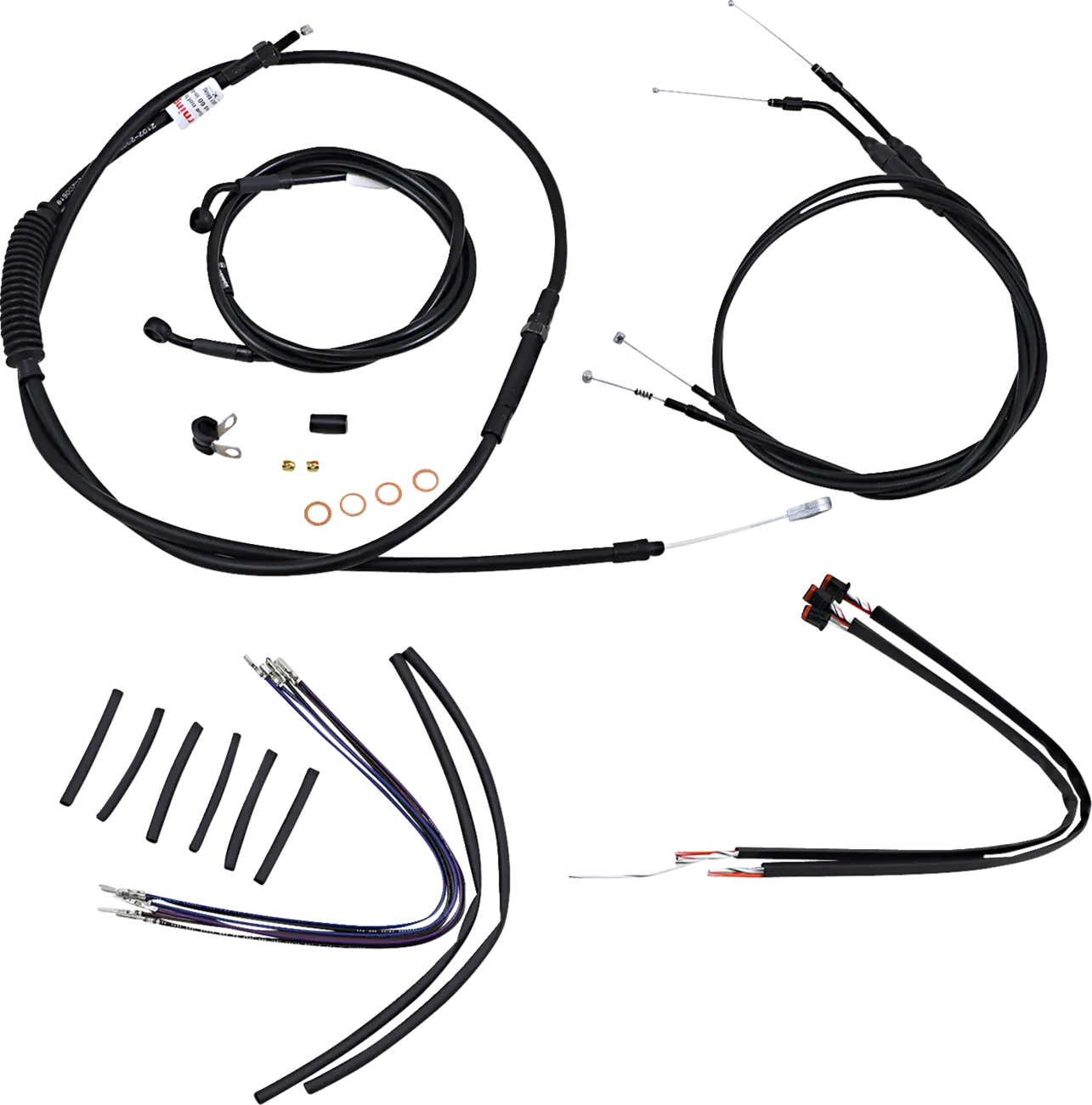 Complete Black Vinyl Handlebar Cable/Line Kit for Ape Hangers