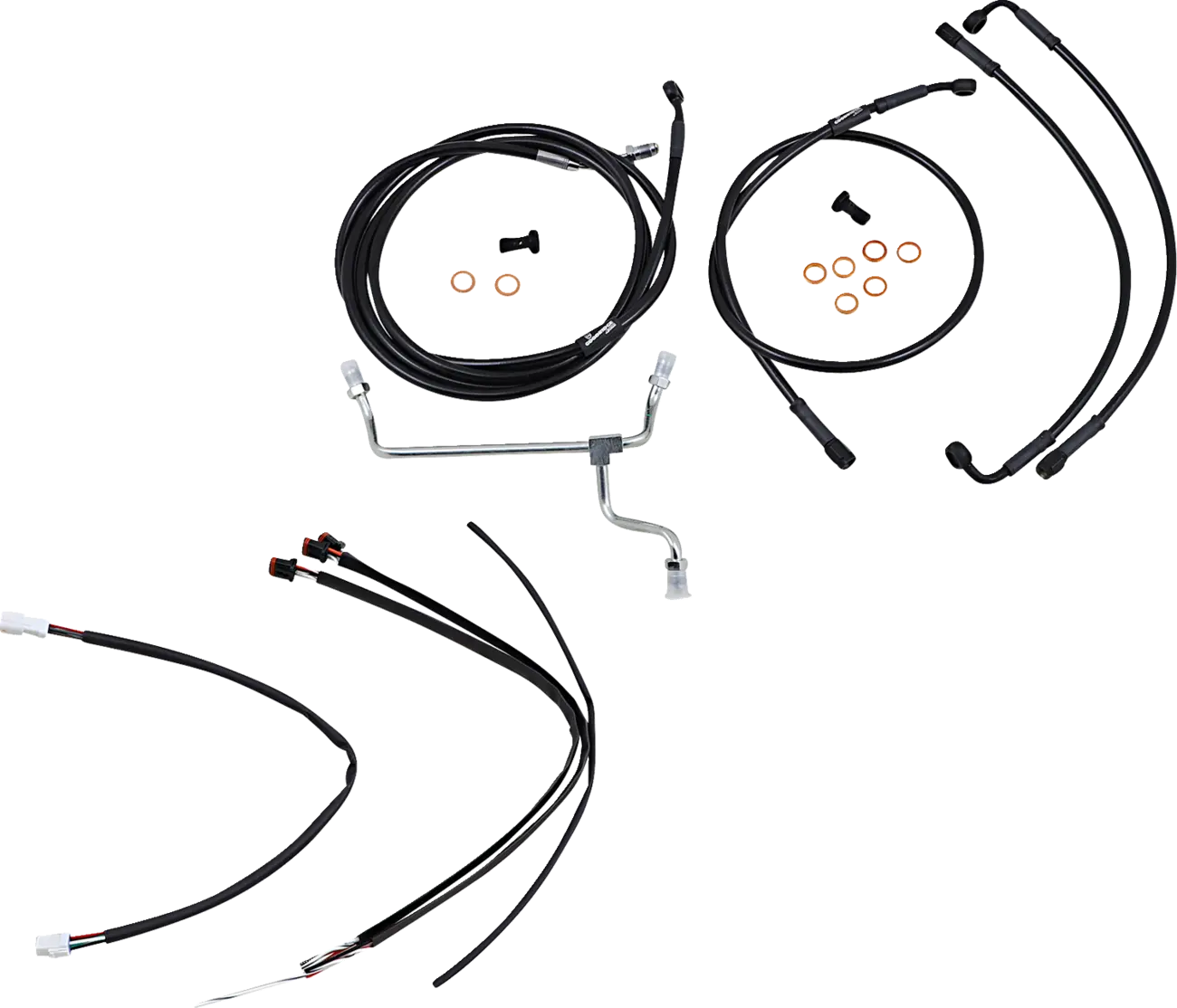 Complete Black Vinyl Handlebar Cable/Line Kit for Ape Hangers