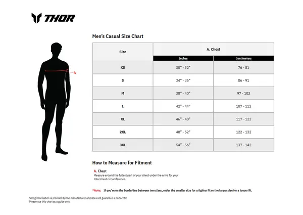 Image: Product/Part name Size Chart