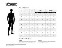 Image: Product/Part name Size Chart