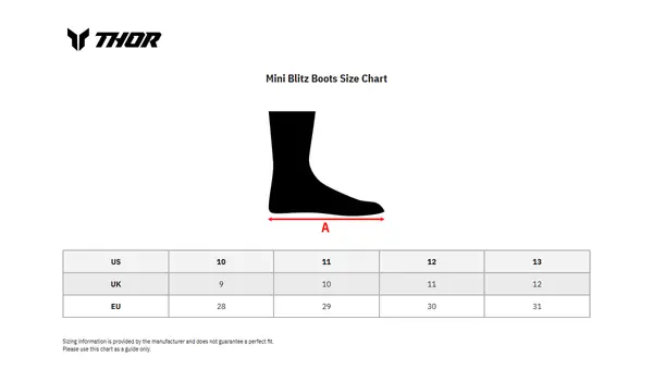 Image: Product/Part name Size Chart