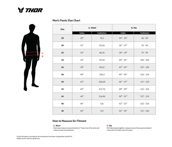 Image: Product/Part name Size Chart