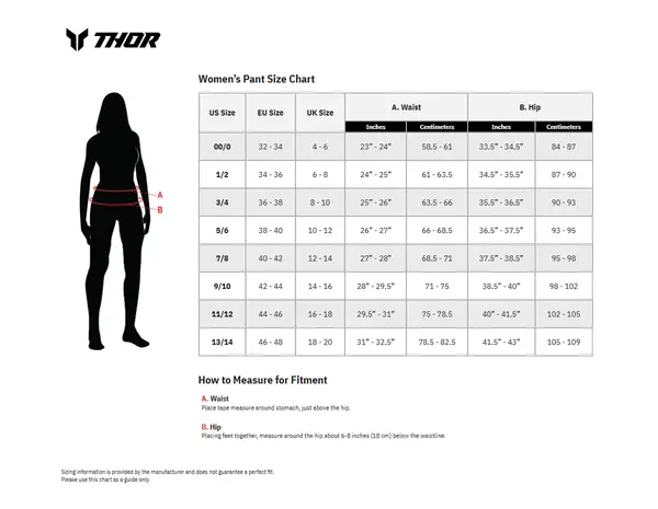 Image: Product/Part name Size Chart