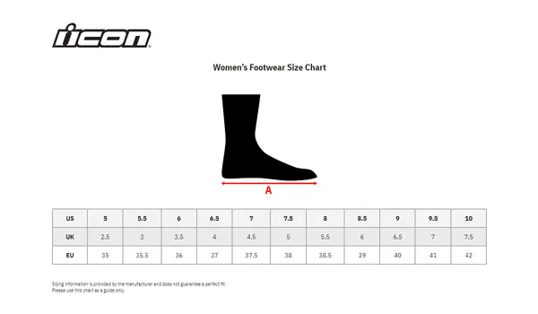Image: Product/Part name Size Chart