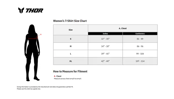 Image: Product/Part name Size Chart