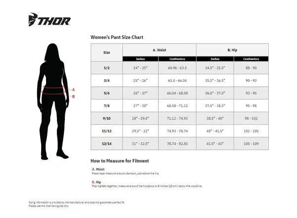 Image: Product/Part name Size Chart