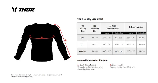 Image: Product/Part name Size Chart