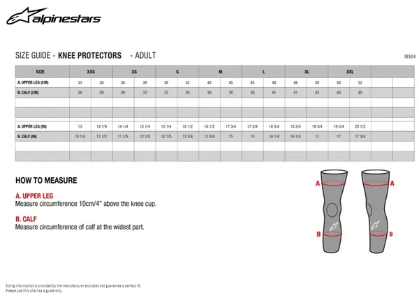 Image: Product/Part name Size Chart