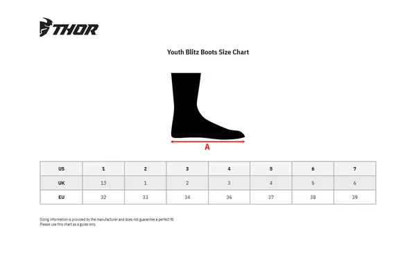 Image: Product/Part name Size Chart
