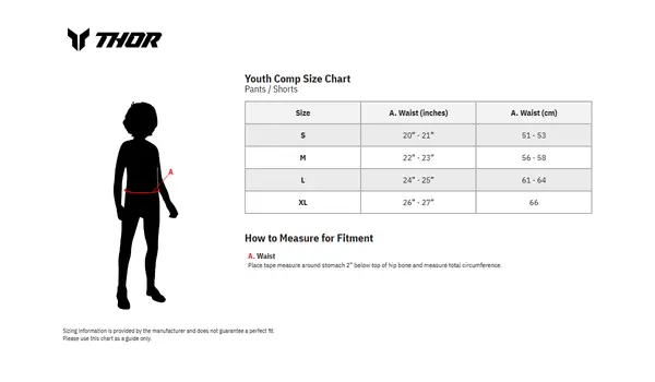 Image: Product/Part name Size Chart