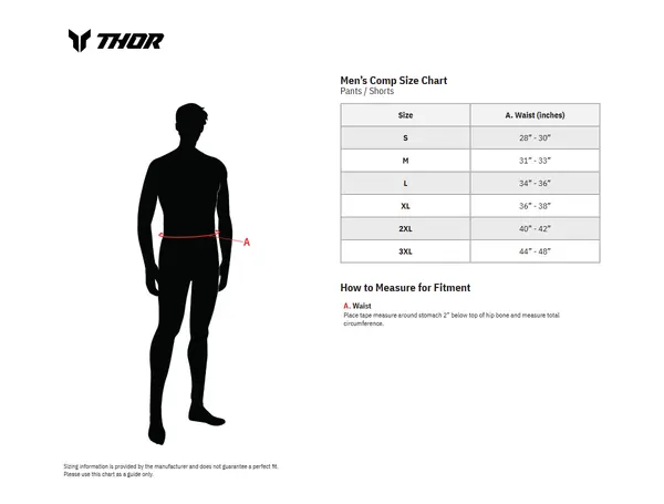 Image: Product/Part name Size Chart