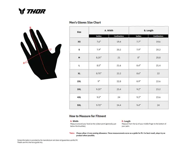 Image: Product/Part name Size Chart