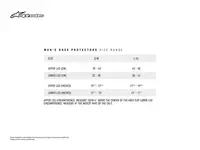 Image: Product/Part name Size Chart