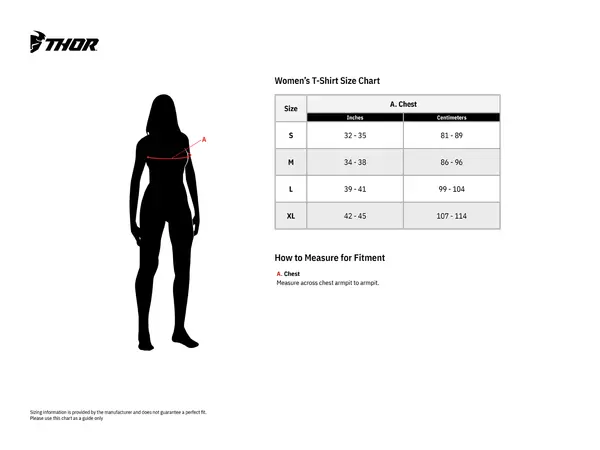 Image: Product/Part name Size Chart