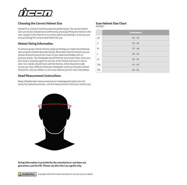 Image: Product/Part name Size Chart