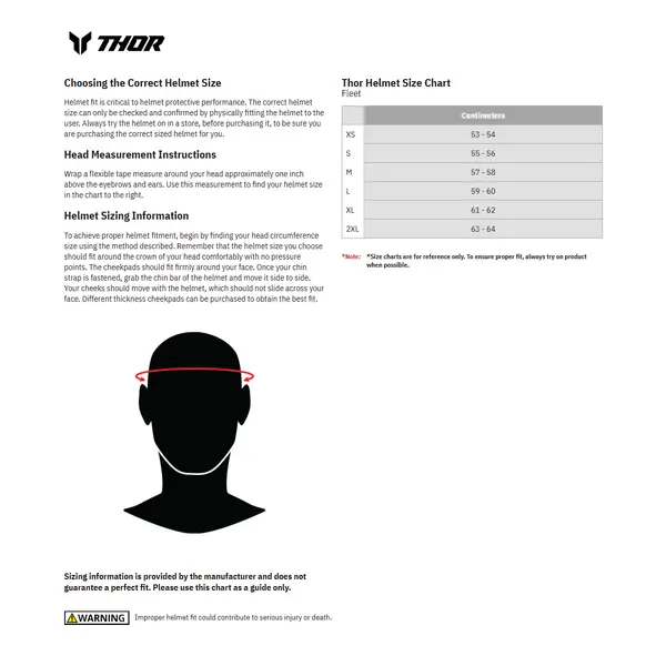 Image: Product/Part name Size Chart