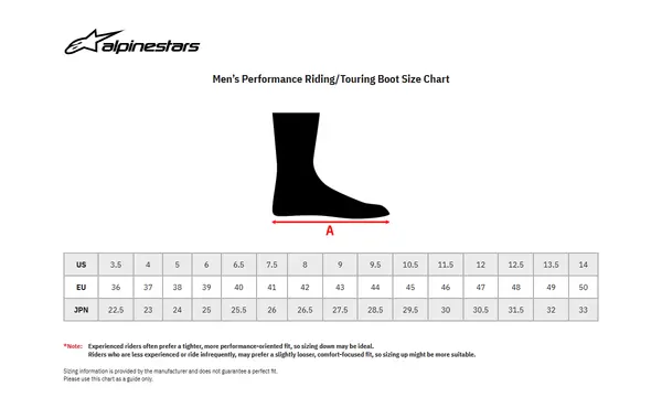 Image: Product/Part name Size Chart