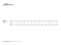 Image: Product/Part name Size Chart
