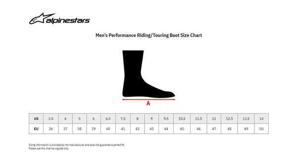 Image: Product/Part name Size Chart