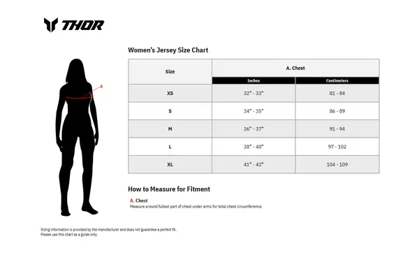 Image: Product/Part name Size Chart