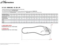 Image: Product/Part name Size Chart