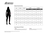 Image: Product/Part name Size Chart
