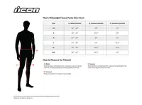 Image: Product/Part name Size Chart