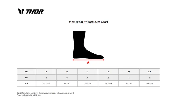 Image: Product/Part name Size Chart