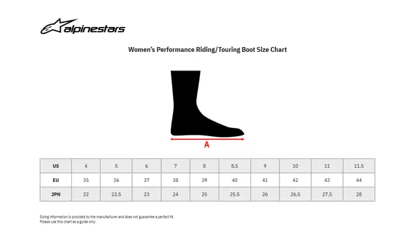 Image: Product/Part name Size Chart