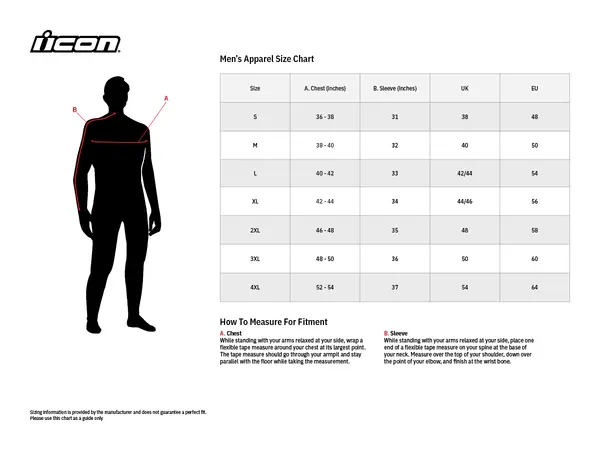 Image: Product/Part name Size Chart