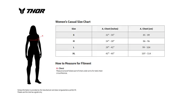 Image: Product/Part name Size Chart