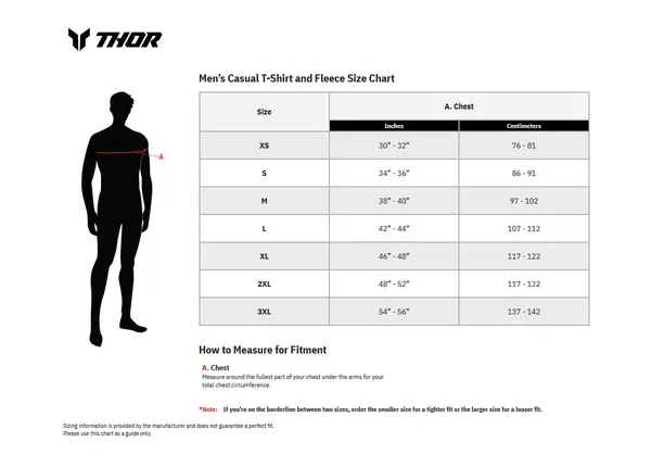 Image: Product/Part name Size Chart