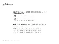 Image: Product/Part name Size Chart